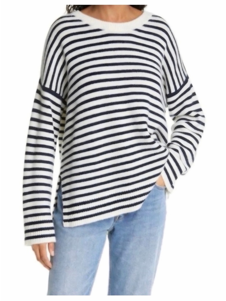 Jenni Kayne Black & White Striped Crewneck Sweater